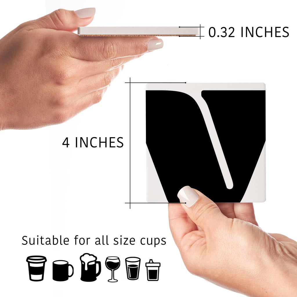 Fun Chunky Monogram V | Absorbent Coasters | Set of 4 | Min 2