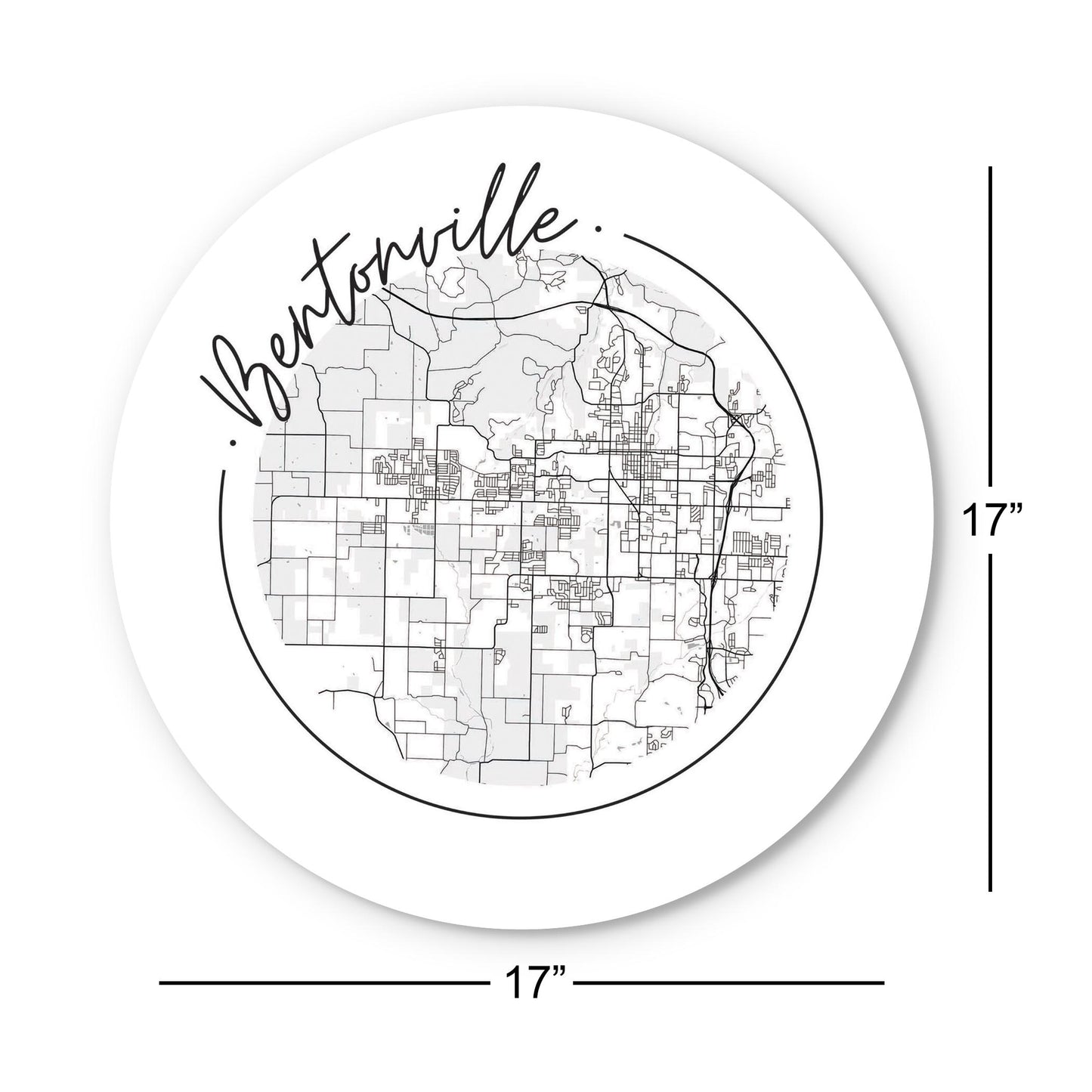 Minimalist B&W Arkansas Bentonville Circle Map | Wood Sign | Eaches | Min 1