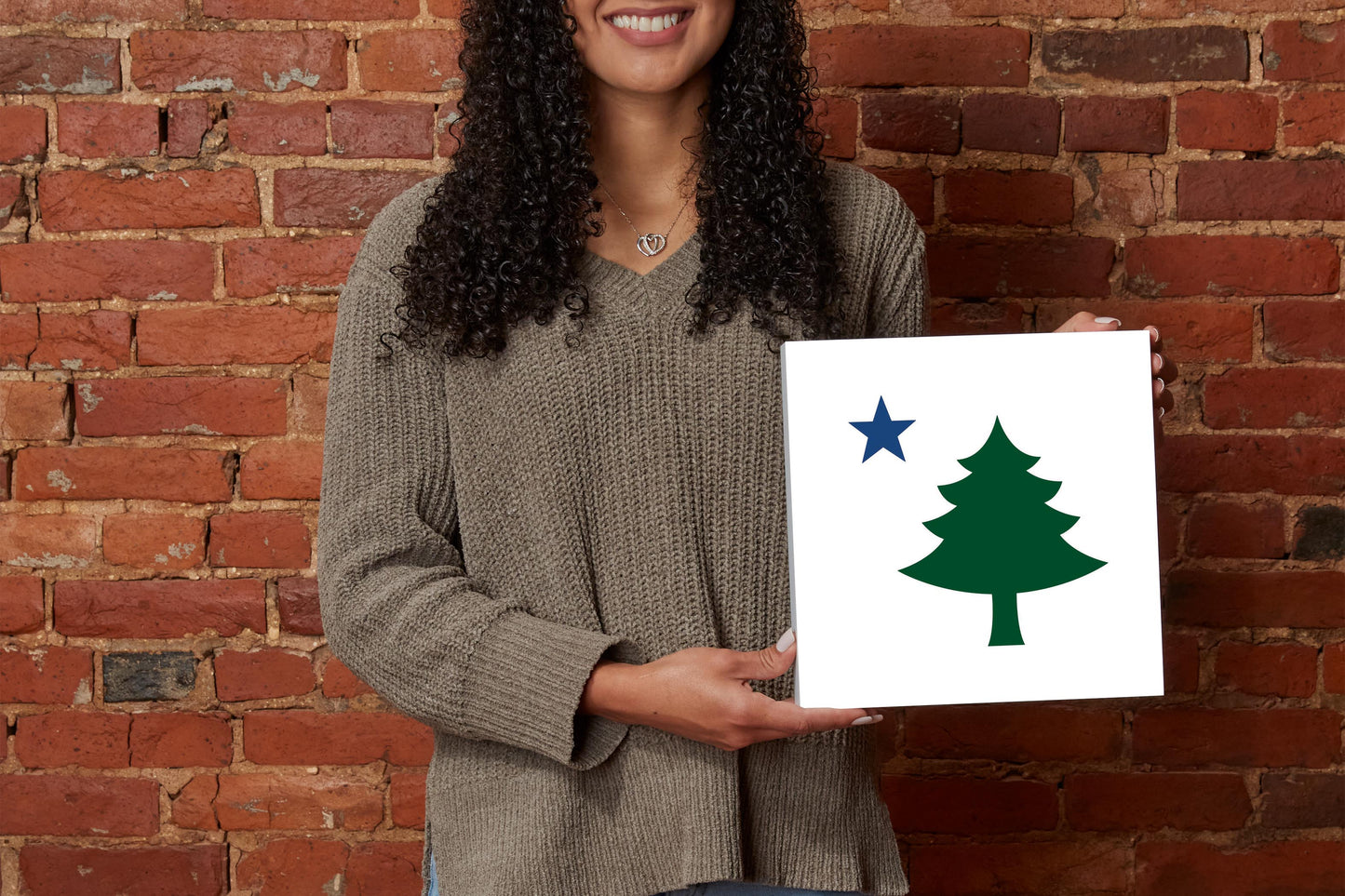 New England Star And Tree | Wood Block | Eaches | Min 2