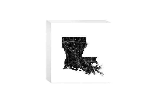Modern Louisiana State Shape With Map | Wood Block | Eaches | Min 4
