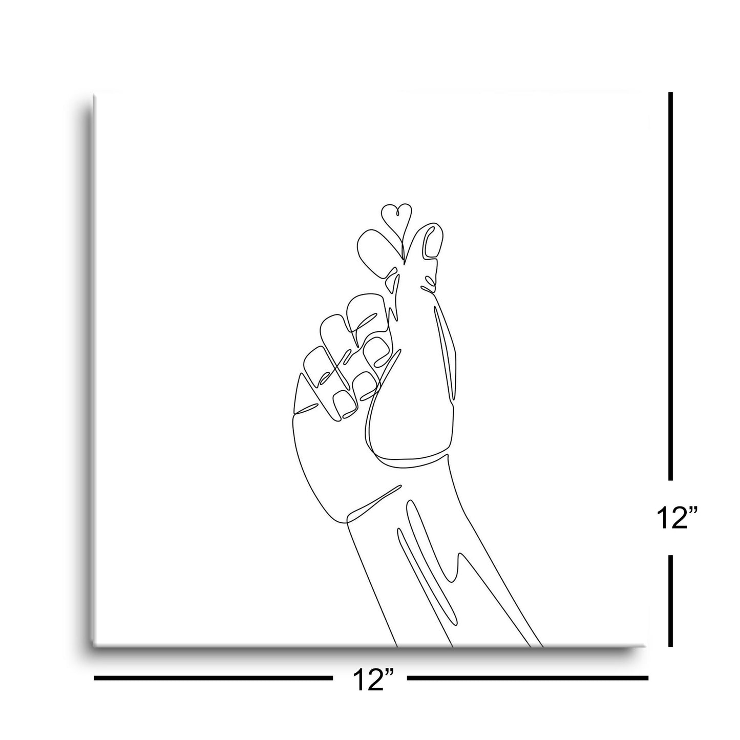Tiny Heart Hand Sign Line Drawing | Hi-Def Glass Art | Eaches | Min 1
