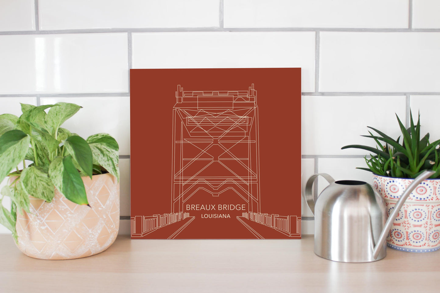 Modern Minimalist Louisiana Breaux Bridge Line Drawing | Wood Sign | Eaches | Min 2