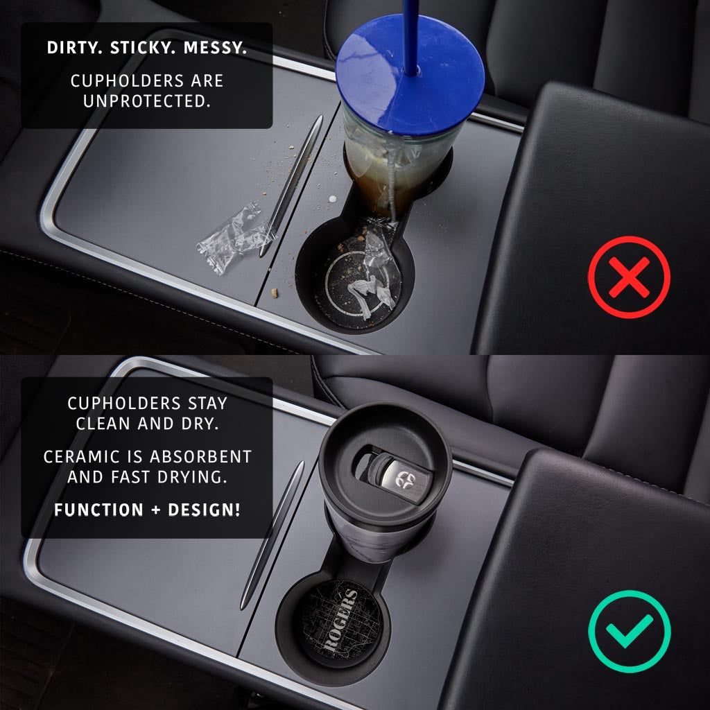 Minimalist B&W Arkansas Rogers Map | Absorbent Car Coasters | Set of 2 | Min 4