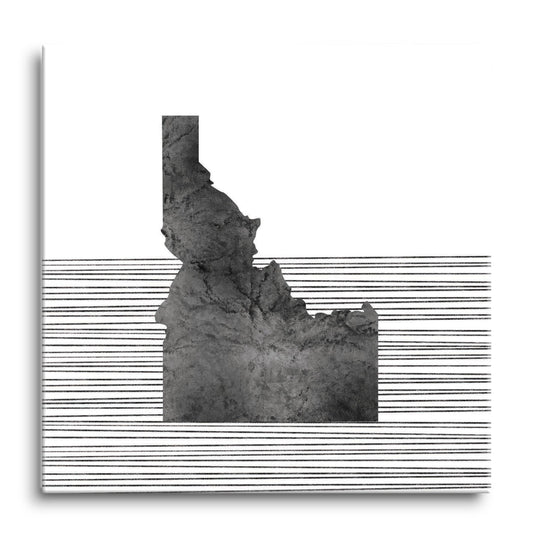 Minimalist B&W Idaho State With Straight Lines | Hi-Def Glass Art | Eaches | Min 1