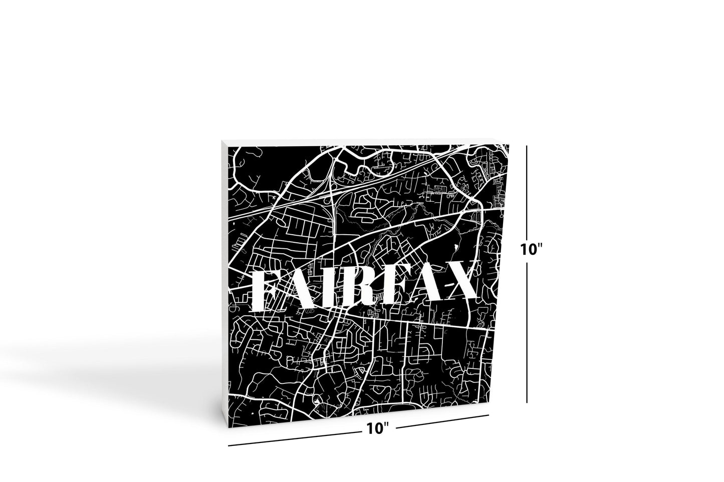 Minimalistic B&W Virginia Fairfax Map | Wood Block | Eaches | Min 2