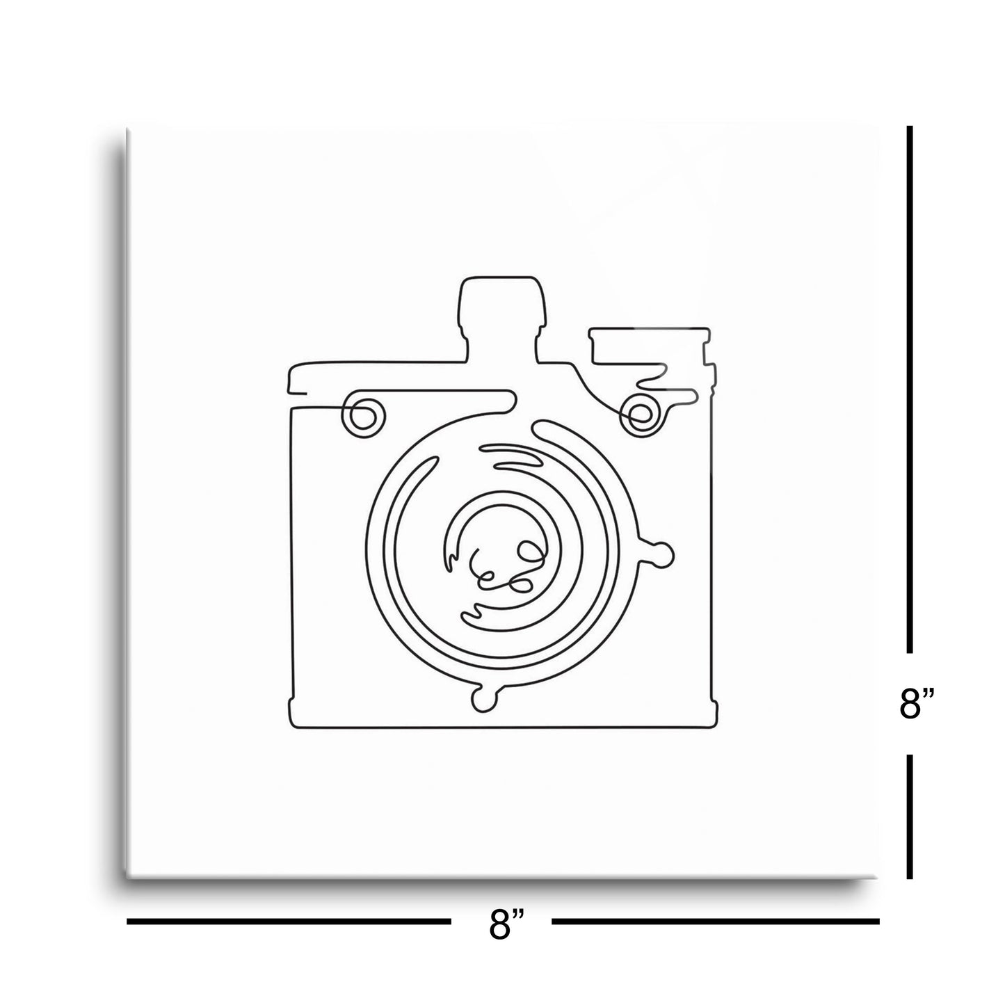 Vintage Camera Line Drawing On White | Hi-Def Glass Art | Eaches | Min 2