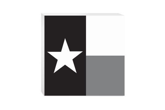 Minimalistic B&W Texas State Flag | Wood Block | Eaches | Min 2