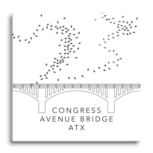 Minimalist B&W Texas Austin Congress Avenue Bridge | Hi-Def Glass Art | Eaches | Min 1