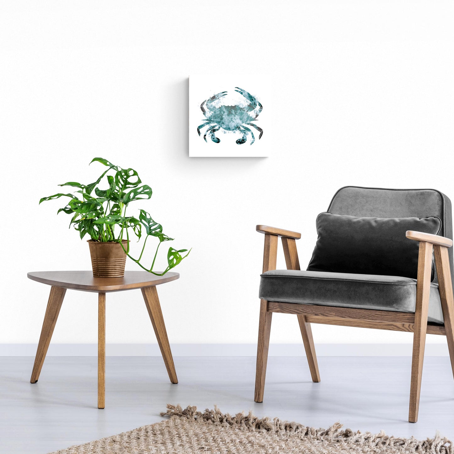 Blue White Water Color Blue Crab | Hi-Def Glass Art | Eaches | Min 1