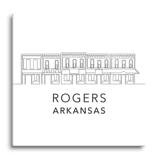 Minimalist B&W Arkansas Rogers Skyline | Hi-Def Glass Art | Eaches | Min 1