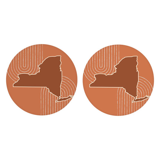 Modern Minimalistic New York Retro Thin Line | Absorbent Car Coasters | Set of 2 | Min 4