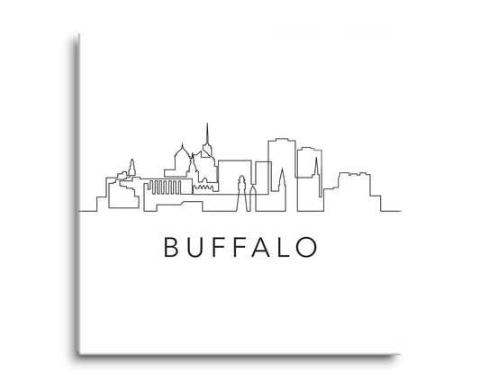 Minimalistic B&W New York Buffalo Skyline | Hi-Def Glass Art | Eaches | Min 2