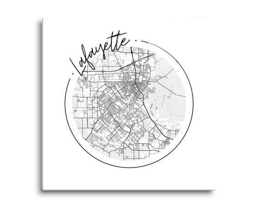 Modern Louisiana Lafayette Circle Map | Hi-Def Glass Art | Eaches | Min 2