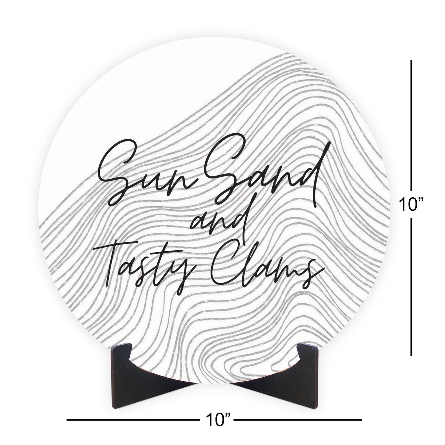 Minimalistic B&W Cape Cod Sun Sand Tasty Clams | Wood Sign | Eaches | Min 1