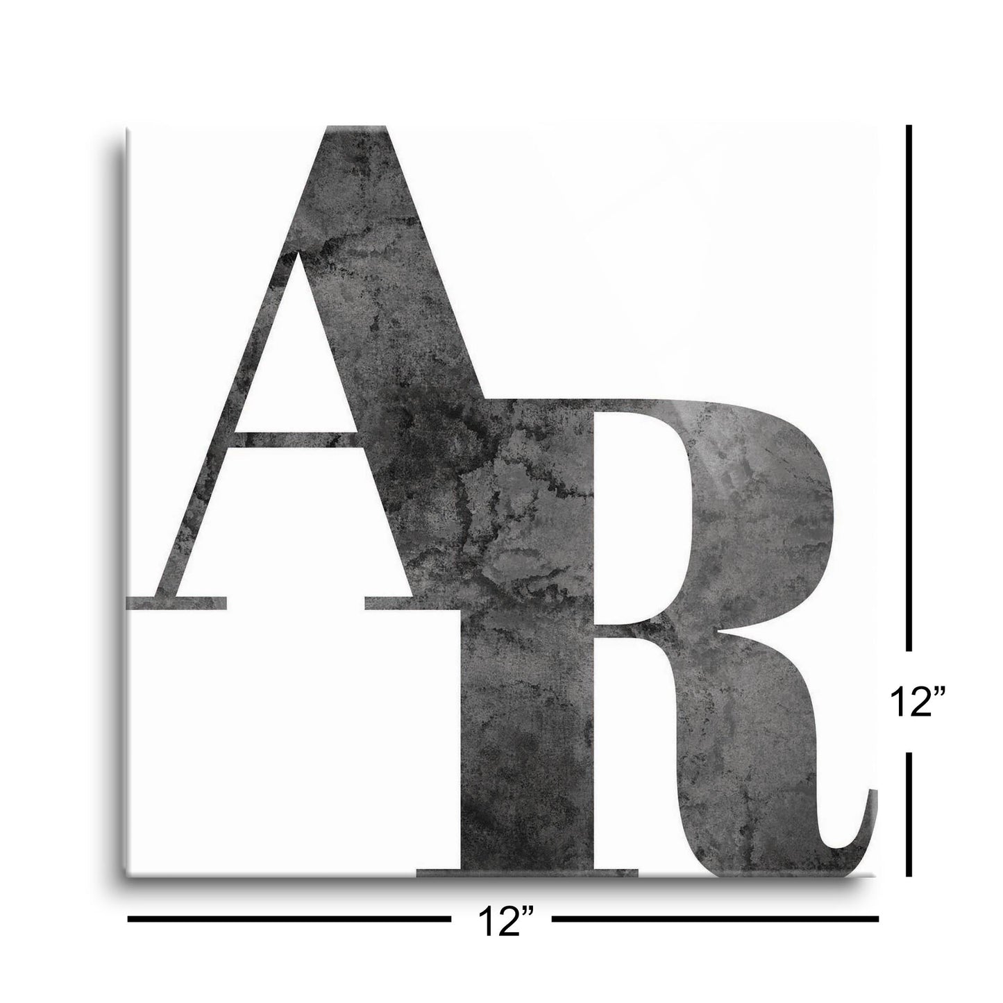 B&W Minimalist Arkansas White Initials | Hi-Def Glass Art | Eaches | Min 1