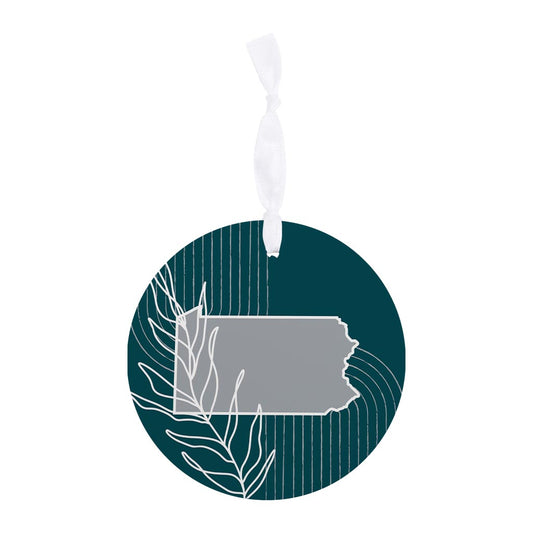 Modern Minimalist Pennsylvania Shape With Leaf| Wood Ornament | Eaches | Min 6