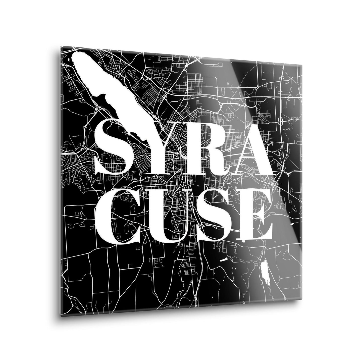 Minimalistic B&W New York Syracuse Map | Hi-Def Glass Art | Eaches | Min 1