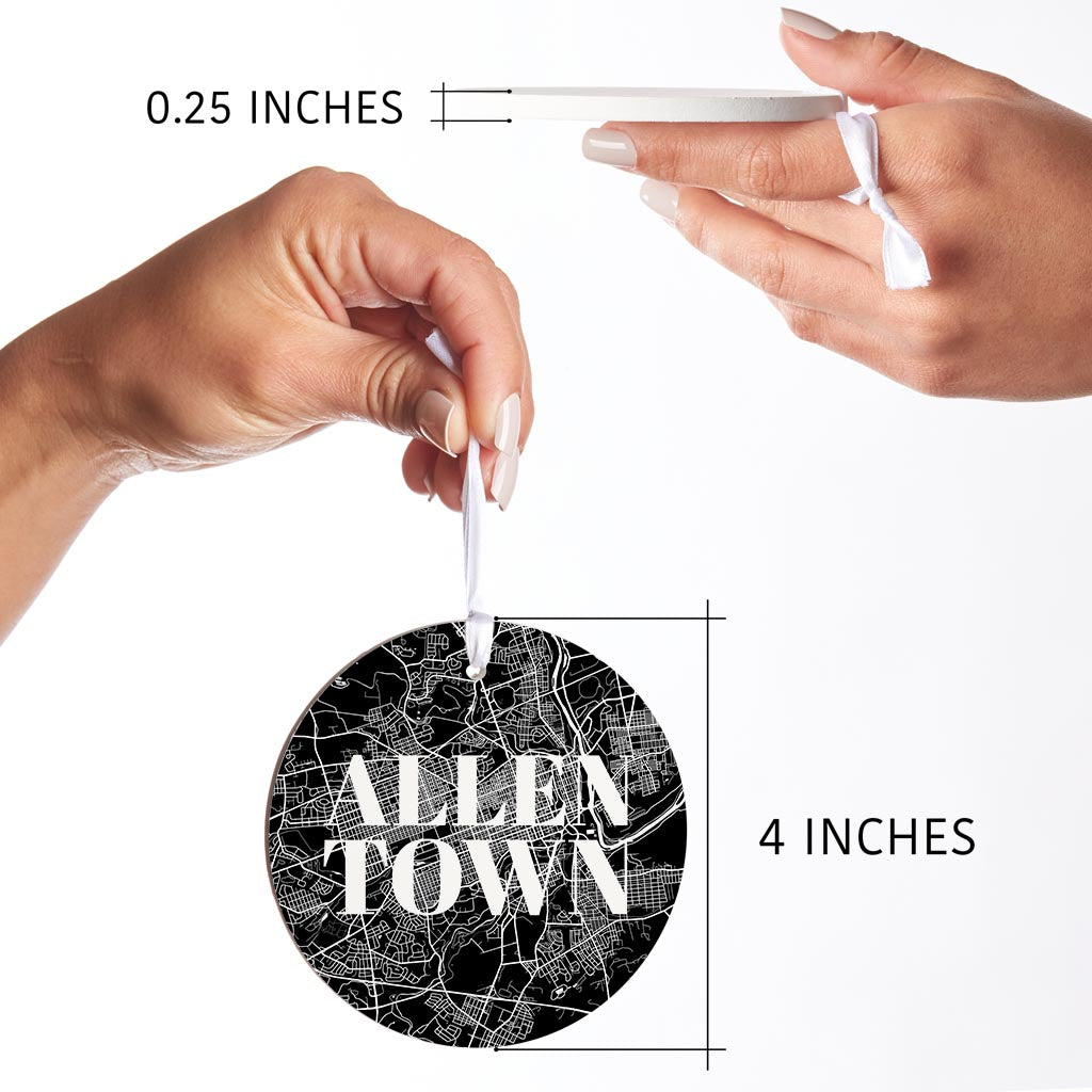 Minimalistic B&W Pennsylvania Allentown Map | Wood Ornament | Eaches | Min 6