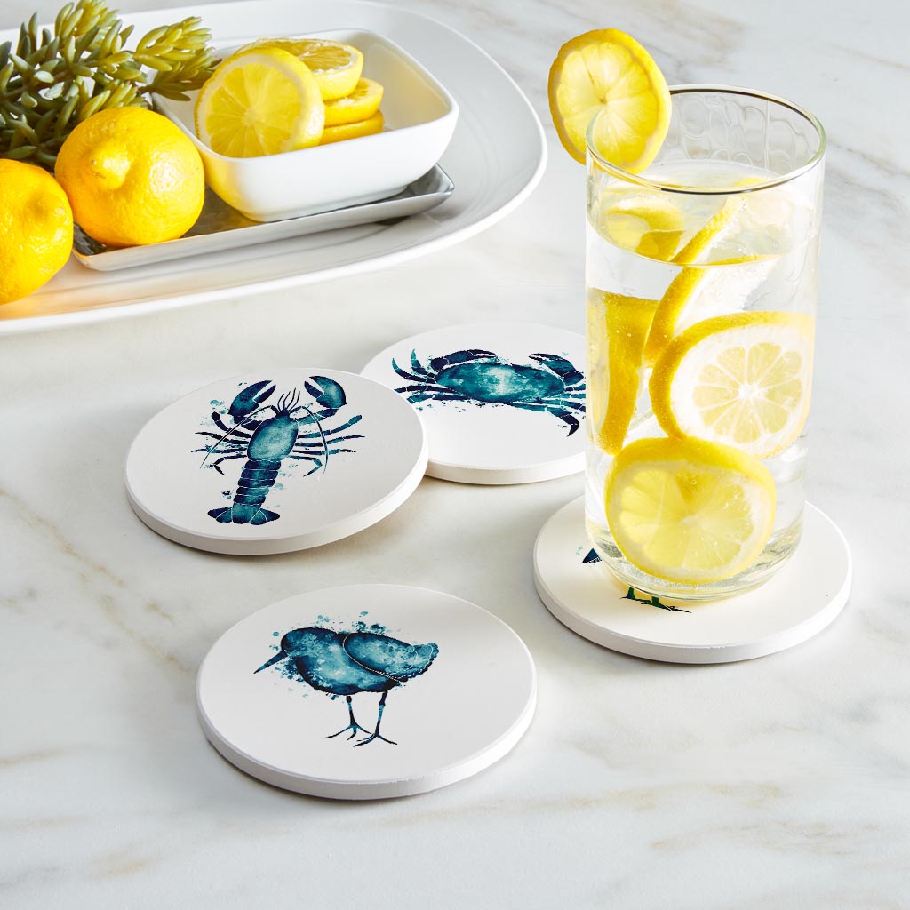 New England Water Color Animals| Absorbent Coasters | Set of 4 | Min 2