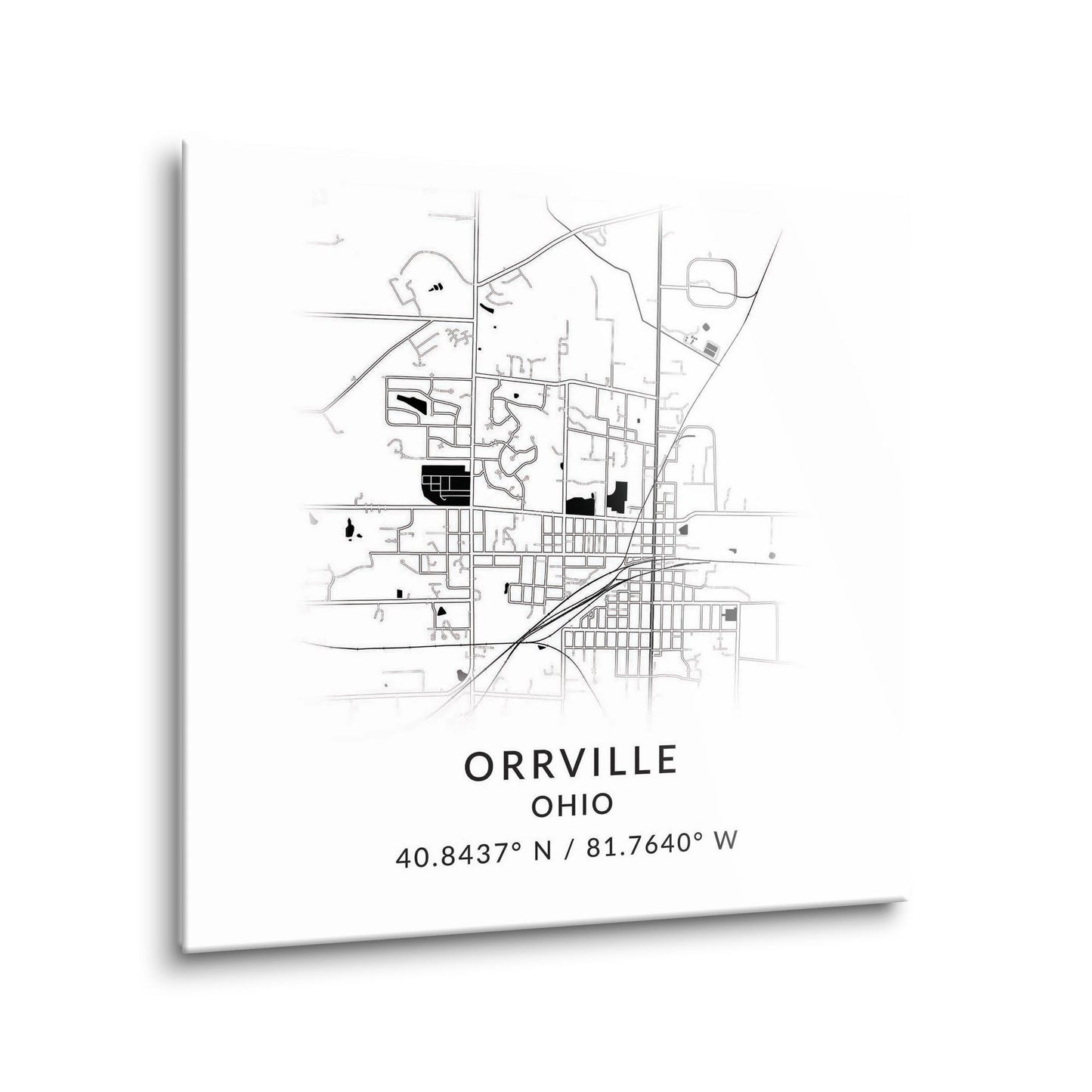 Orrville Oh Minimalistic Map With Coordinates | Hi-Def Glass Art | Eaches | Min 1
