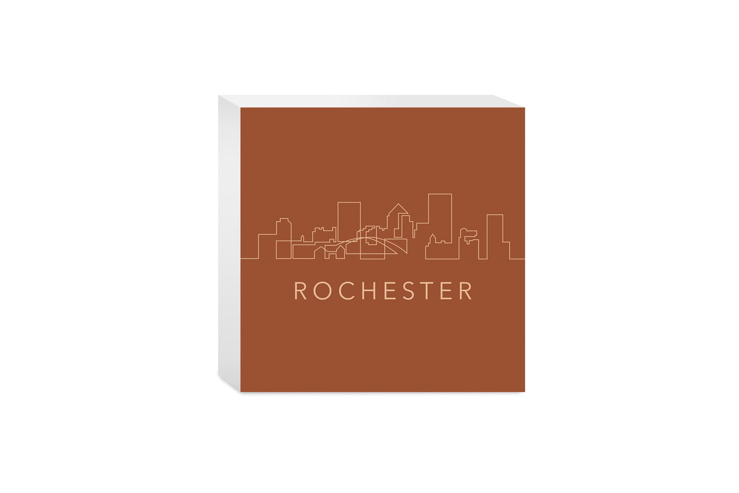 Modern Minimalist New York Rochester Skyline | Wood Block | Eaches | Min 4