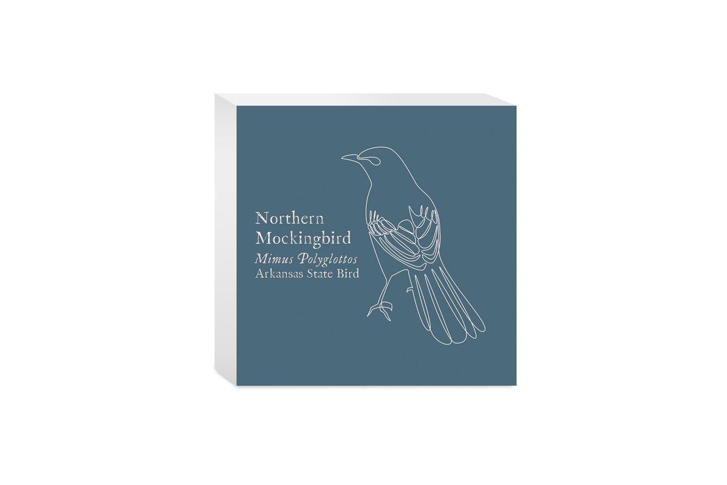 Modern Minimalist Arkansas Mockingbird | Wood Block | Eaches | Min 4