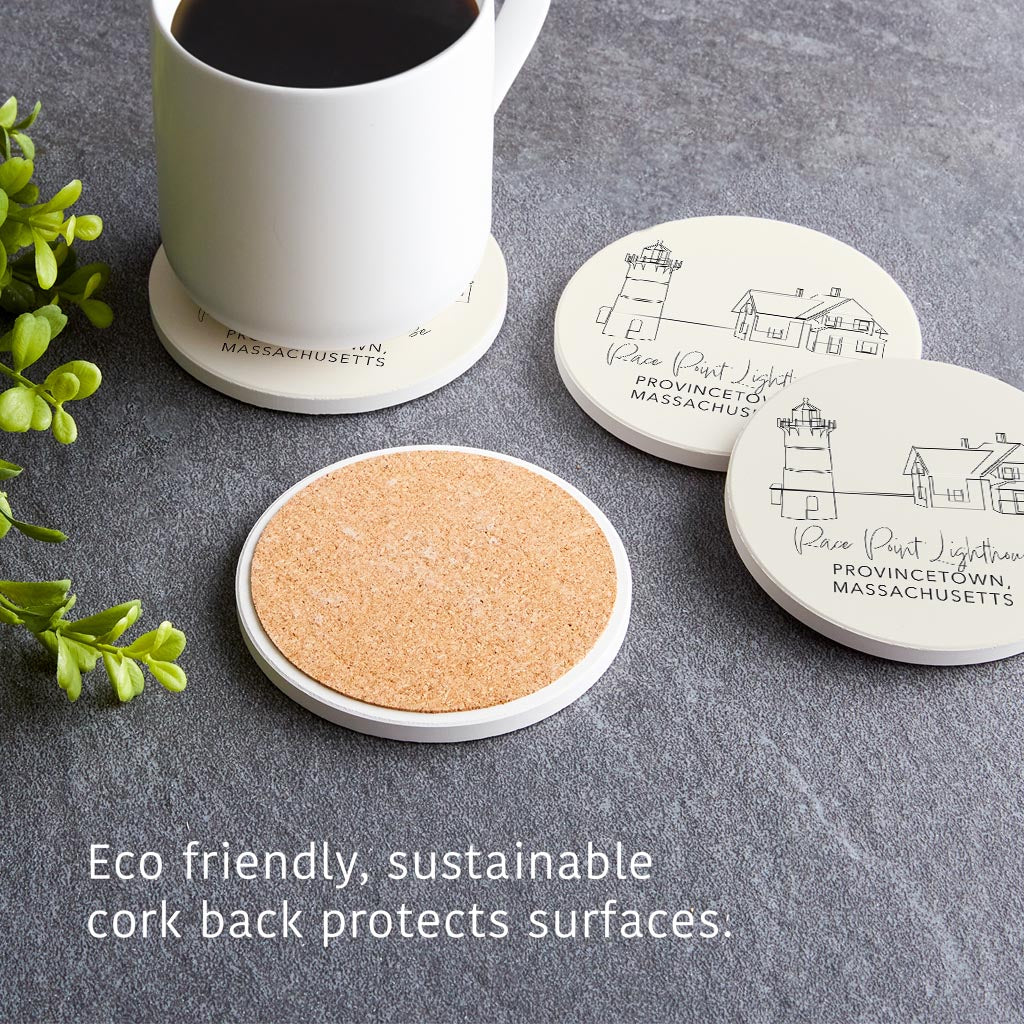 Race Point Lighthouse | Absorbent Coasters | Set of 4 | Min 2