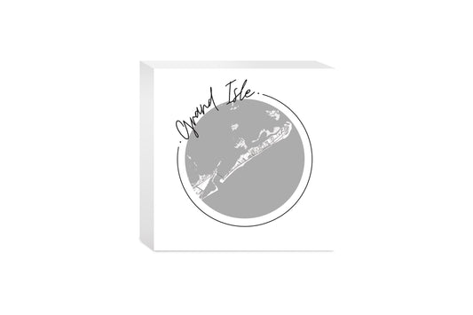 Minimalist B&W Louisiana Grand Isle Circle Map | Wood Block | Eaches | Min 4