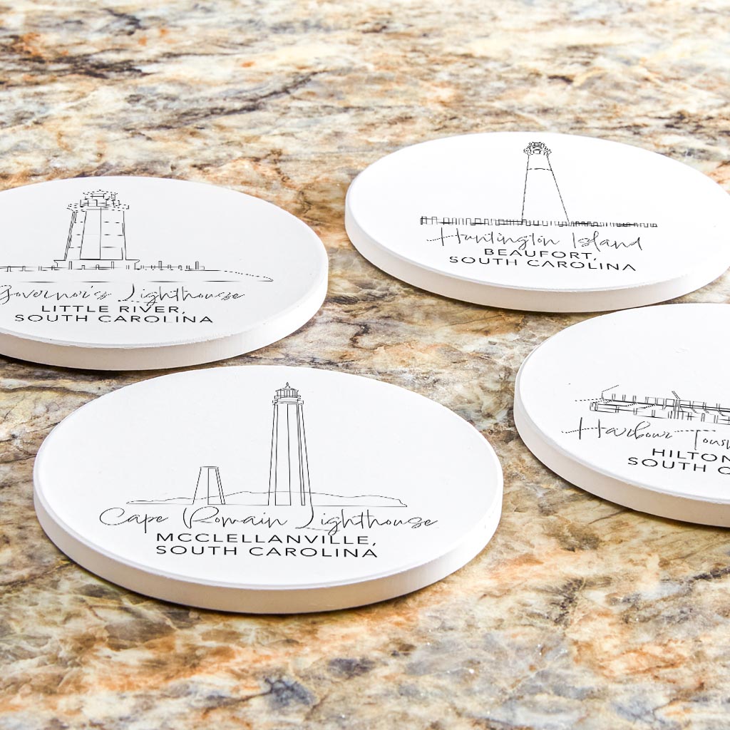 South Carolina Lighthouses| Absorbent Coasters | Set of 4 | Min 2