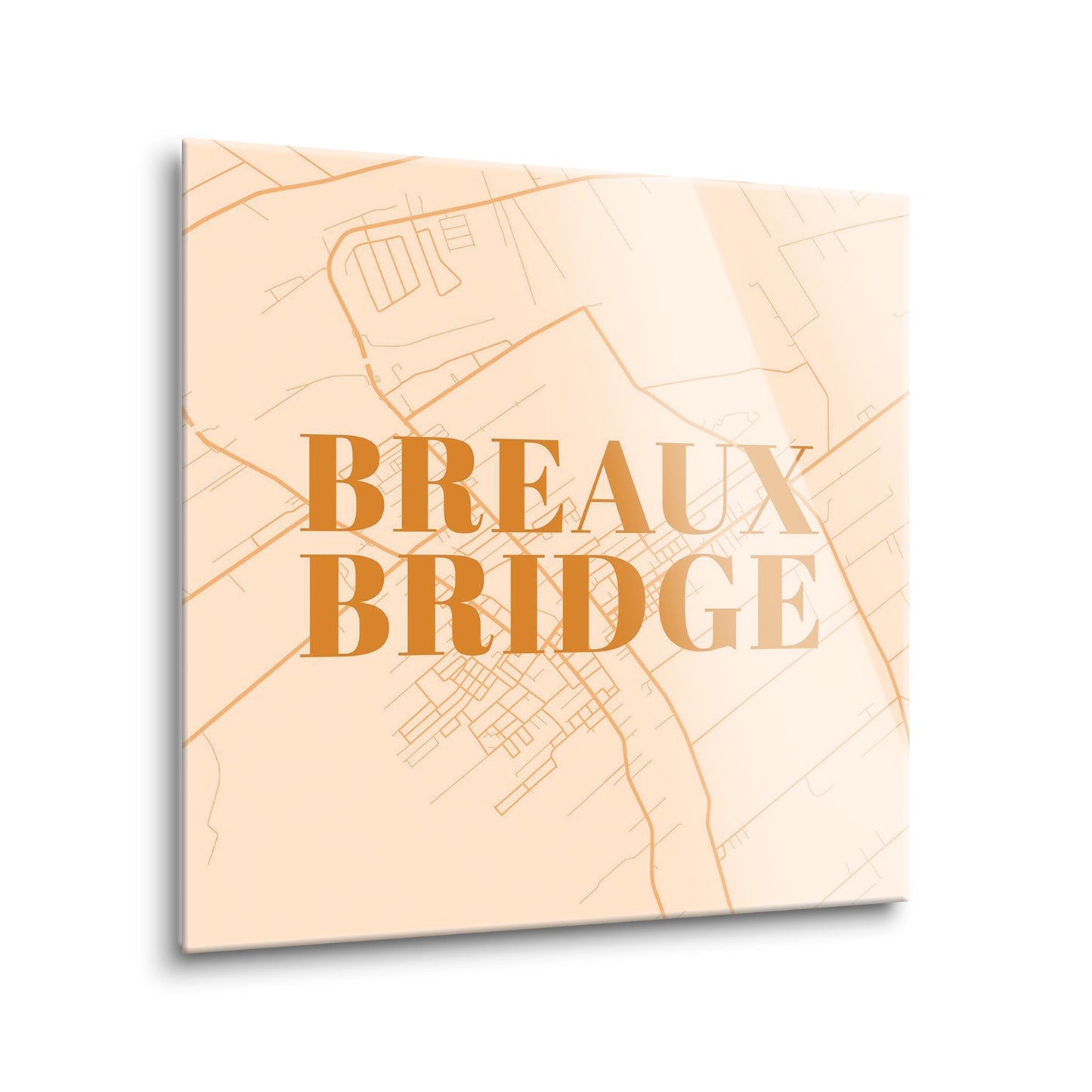 Modern Minimalist Louisiana Breaux Bridge Map | Hi-Def Glass Art | Eaches | Min 2