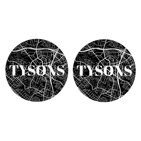 Minimalistic B&W Virginia Tysons Map | Absorbent Car Coasters | Set of 2 | Min 4