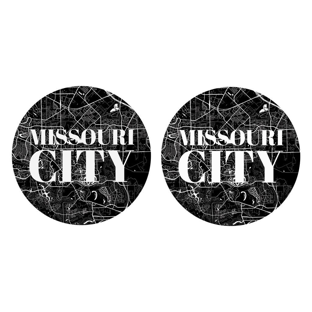 Minimalistic B&W Texas Missouri City Map | Absorbent Car Coasters | Set of 2 | Min 4