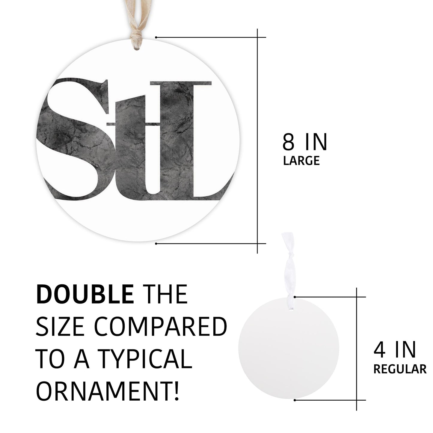 Minimalist B&W Missouri St Louis White Initials | Wood Ornament | Eaches | Min 1