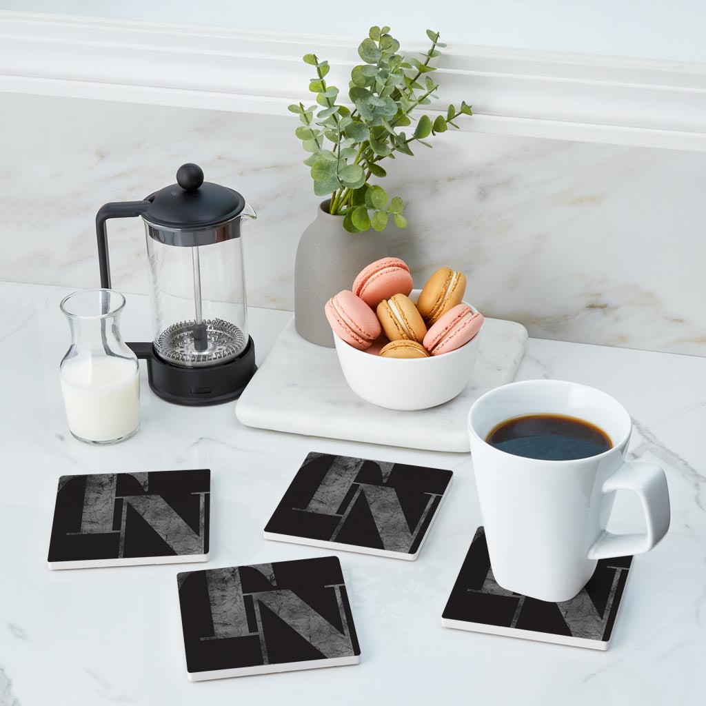 Minimalist B&W Tennessee Black Initials | Absorbent Coasters | Set of 4 | Min 2