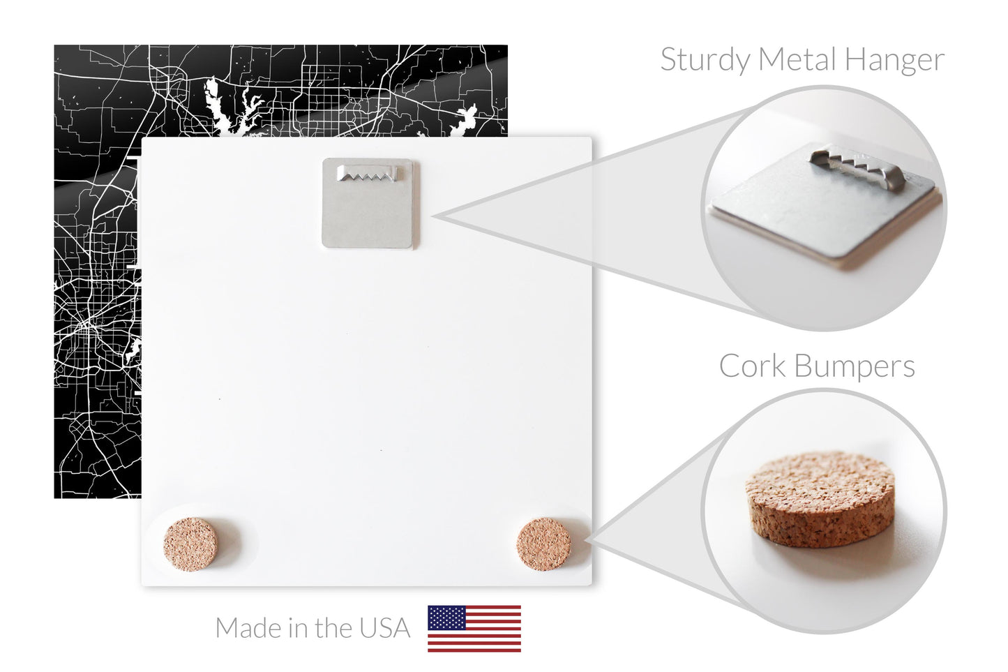 Modern Black Dallas Map | Hi-Def Glass Art | Eaches | Min 1