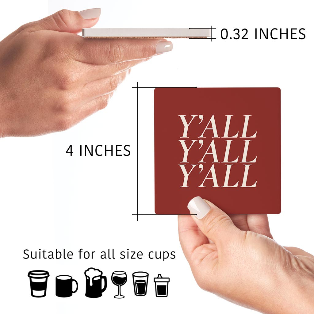 Modern Minimalist Oklahoma Yall | Absorbent Coasters | Set of 4 | Min 2