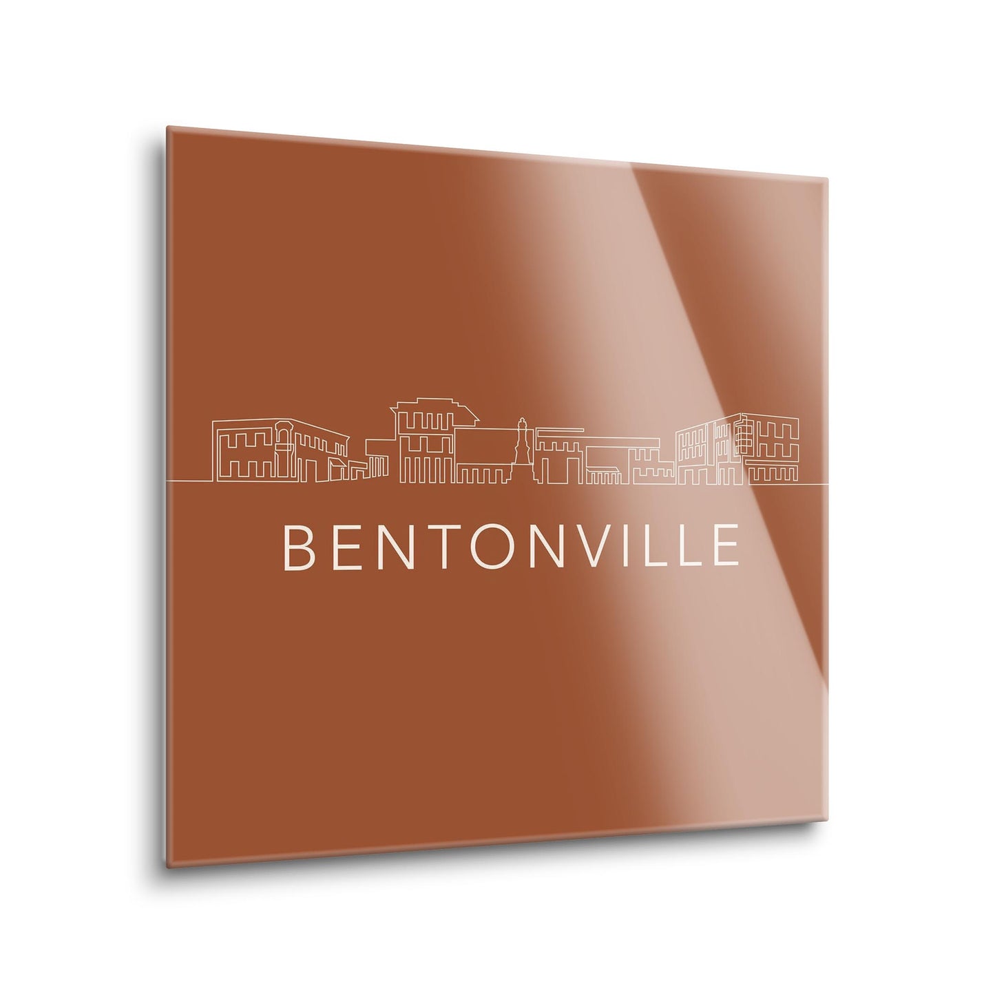 Modern Minimalist Arkansas Bentonville Skyline | Hi-Def Glass Art | Eaches | Min 1