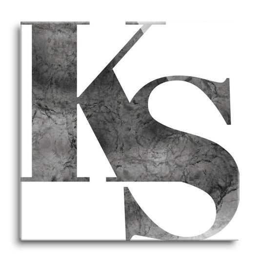 Minimalist B&W Kansas White Initials | Hi-Def Glass Art | Eaches | Min 1