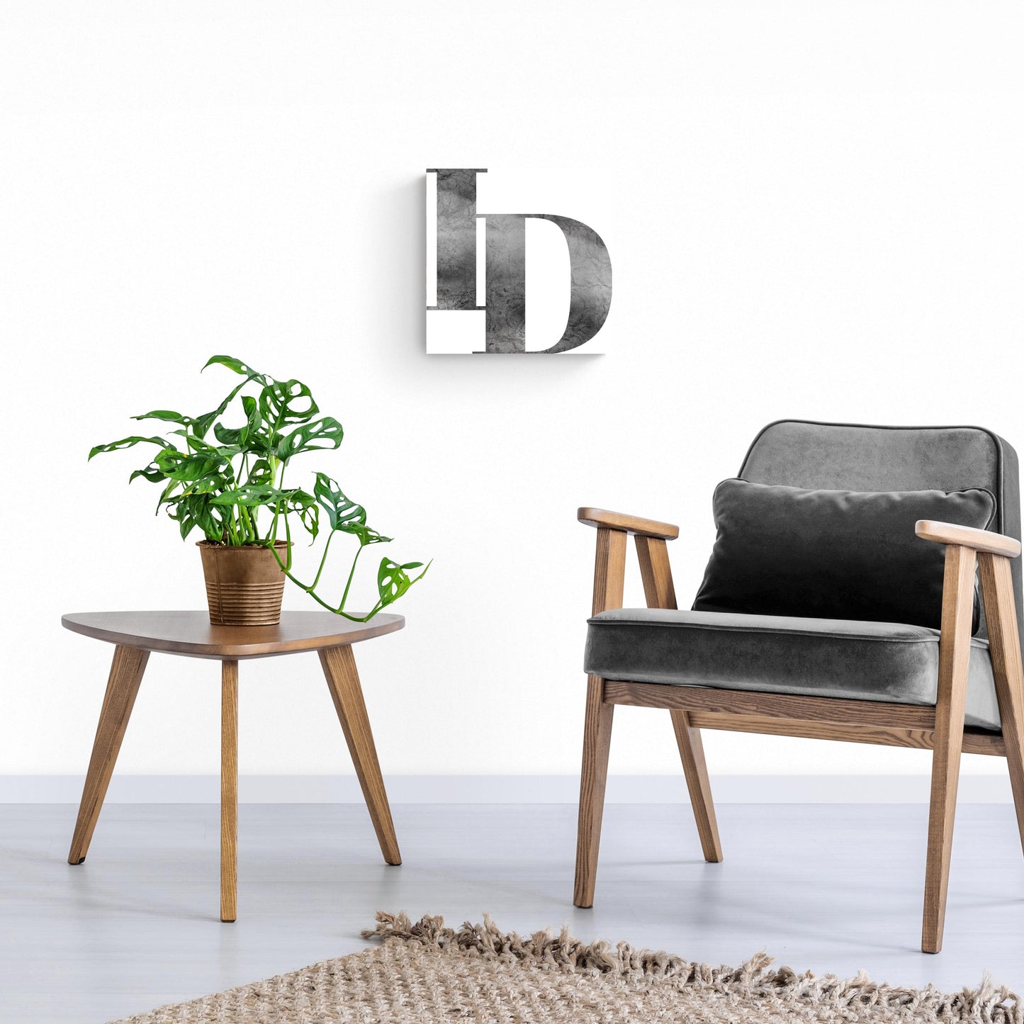 Minimalist B&W Idaho White Initials | Hi-Def Glass Art | Eaches | Min 1