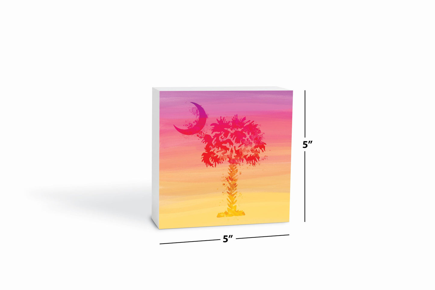 South Carolina Pink Water Color Palm Trees | Wood Block | Eaches | Min 4