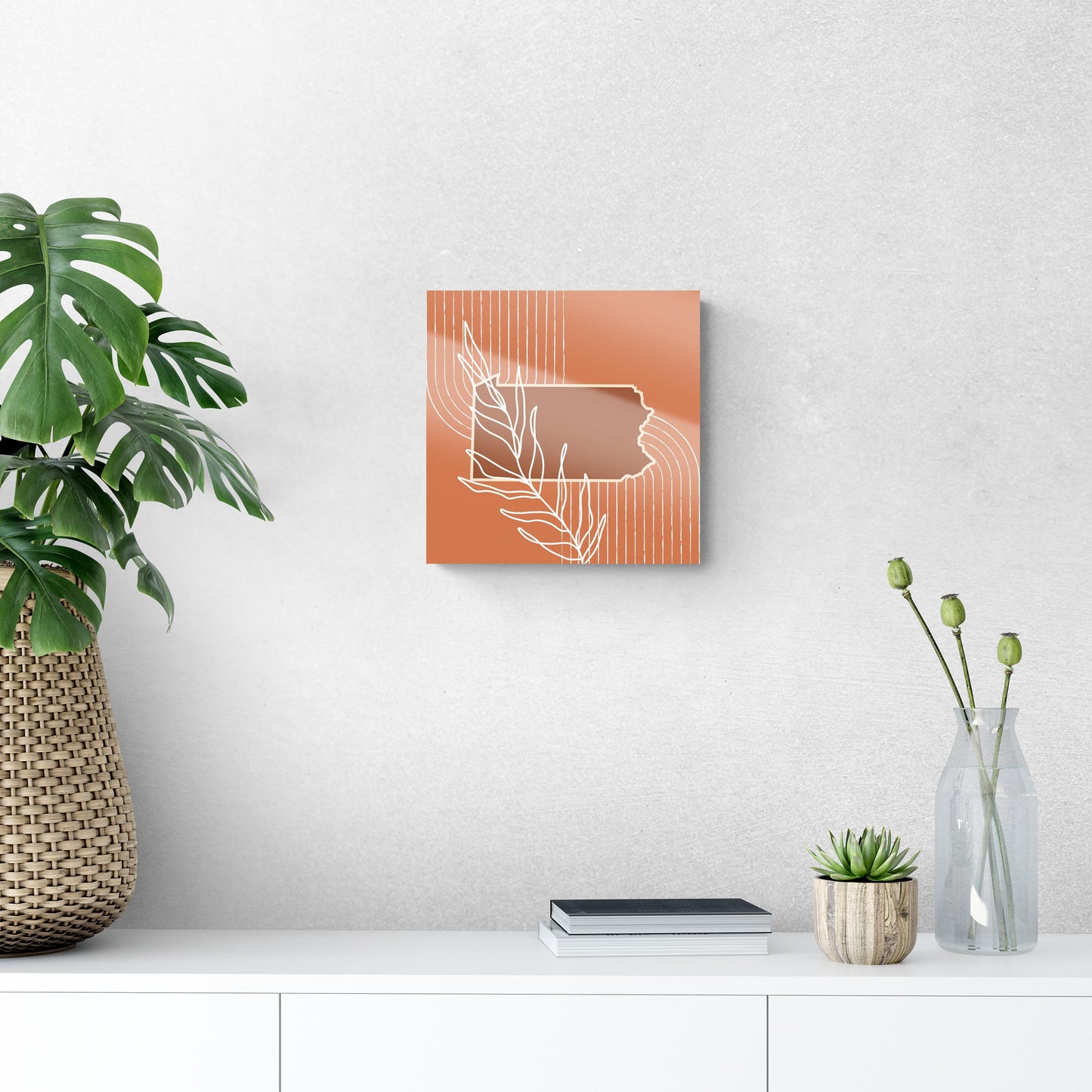 Modern Minimalist Pennsylvania State Leaf | Hi-Def Glass Art | Eaches | Min 1