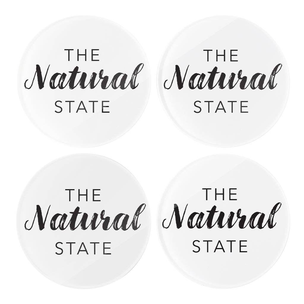 B&W Minimalist Arkansas The Natural State | Hi-Def Glass Coasters | Set of 4 | Min 2