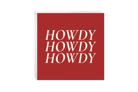 Modern Minimalist Texas Colors Howdy | Wood Block | Eaches | Min 2