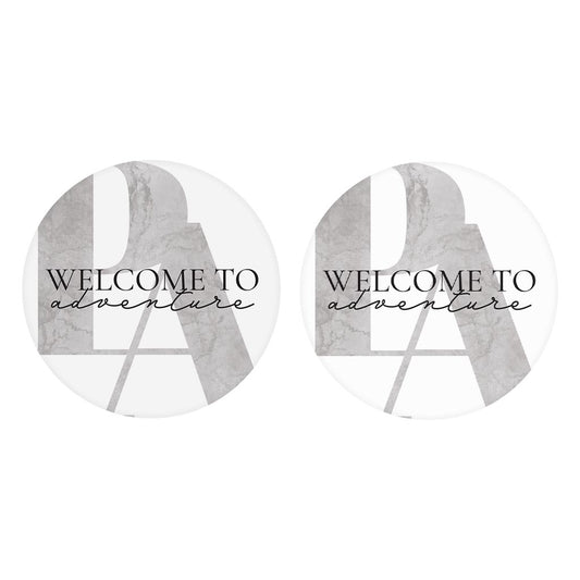 Minimalistic B&W Pennsylvania Adventure Quip | Absorbent Car Coasters | Set of 2 | Min 4