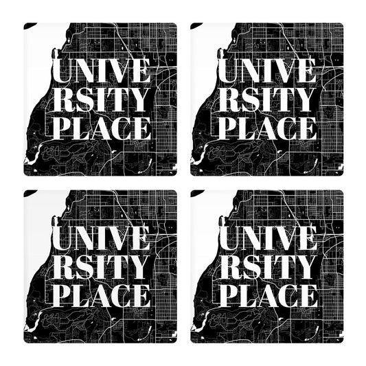 Minimalistic B&W Washington University Place Map | Absorbent Coasters | Set of 4 | Min 2