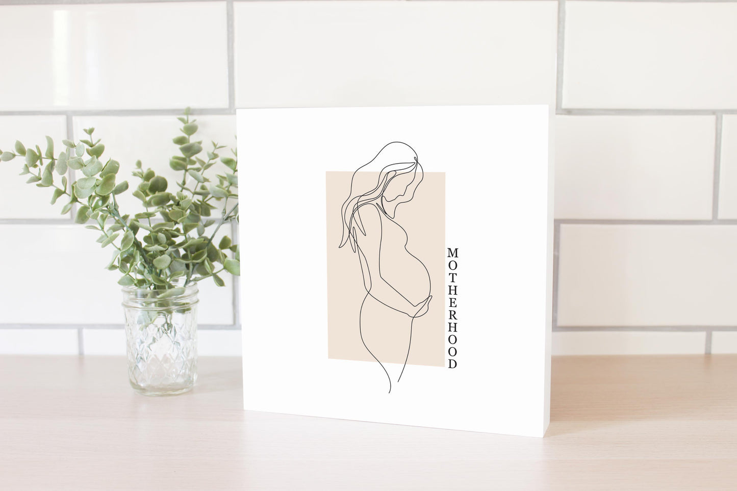 Modern Minimalist Mothers Day Pregnancy | Wood Block | Eaches | Min 2