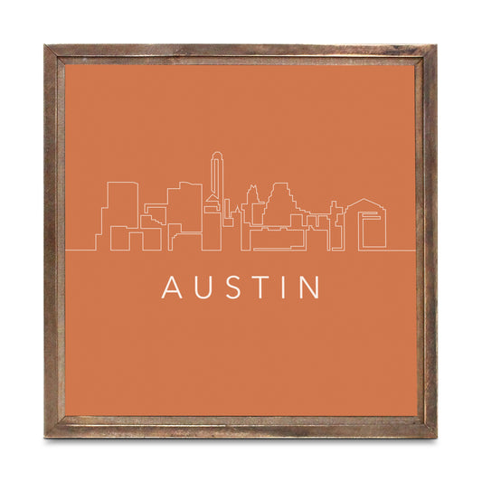 Modern Minimalist Texas Austin Skyline| Wood Sign | Eaches | Min 1
