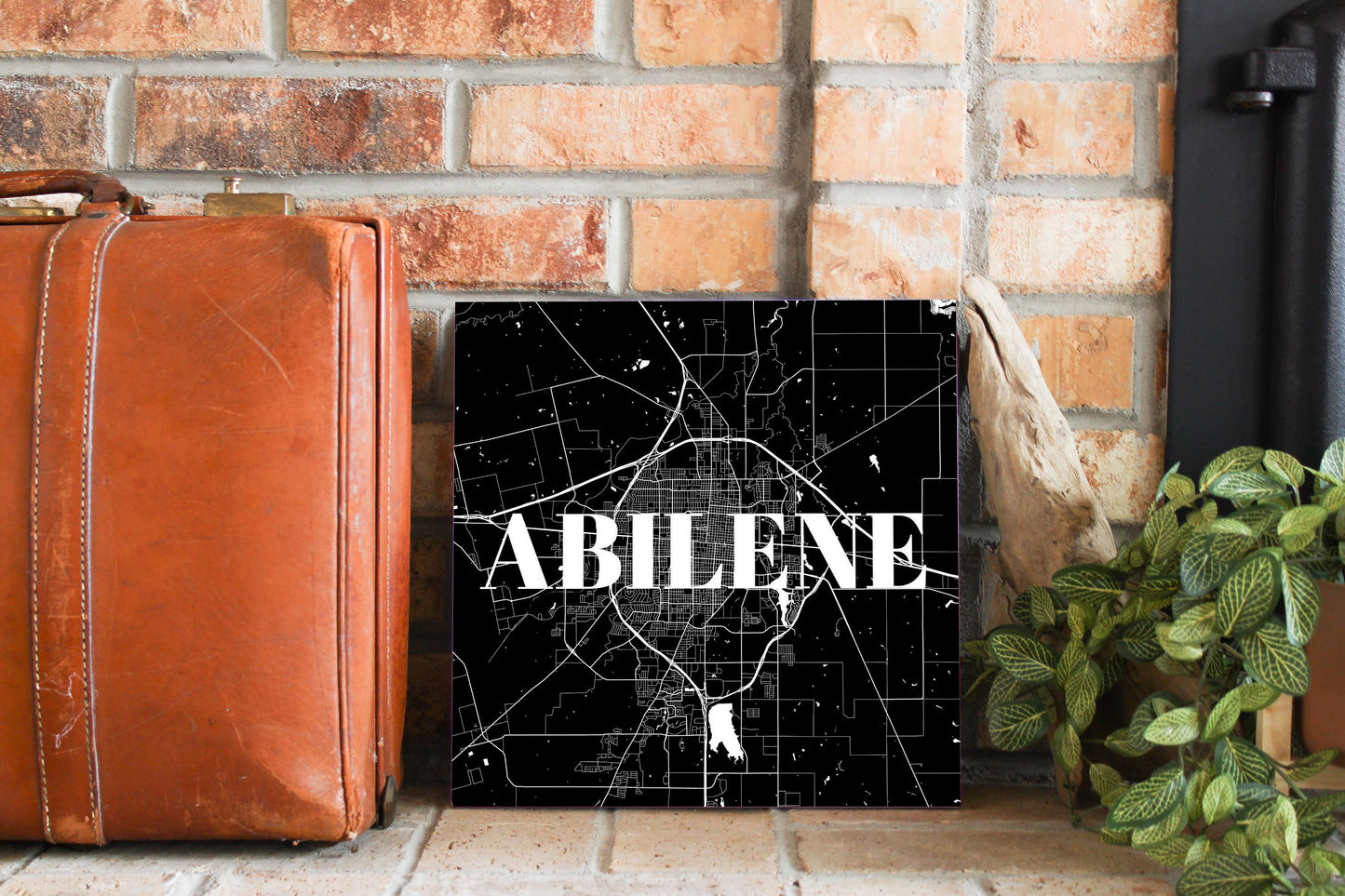 Minimalist B&W Texas Abilene Map | Wood Sign | Eaches | Min 2