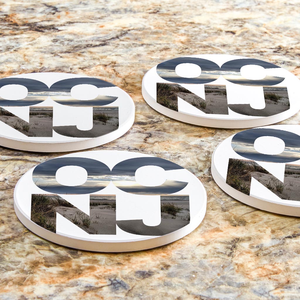 OCNJ Photo With Text | Absorbent Coasters | Set of 4 | Min 2