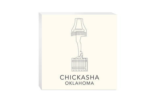 Modern Minimalist Oklahoma Chickasha Leg Lamp | Wood Block | Eaches | Min 2